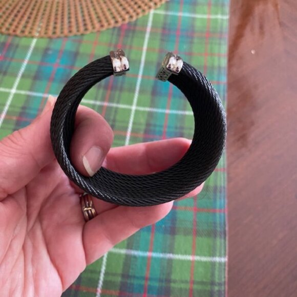 ALOR Designer Black 18 Row Cable Bracelet Bangle Cuff 18K - Picture 3 of 7